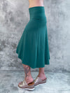 women's plant based rayon jersey stretchy jasper green midi skirt can also be worn as a dress #color_jasper