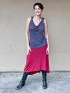 women's plant based rayon jersey stretchy scarlet red midi skirt can also be worn as a dress #color_scarlet