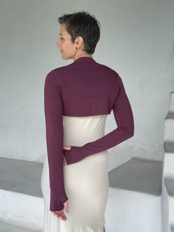 women's jersey purple long sleeve sleeve shrug with thumbholes #color_jam