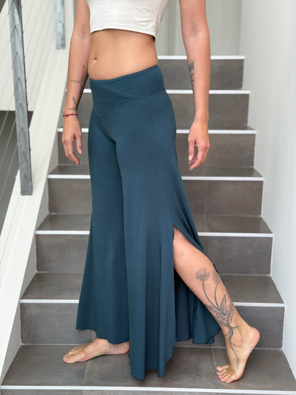 Women's Plant-Based Side Slit Flare Flow Pants | Slit Pants