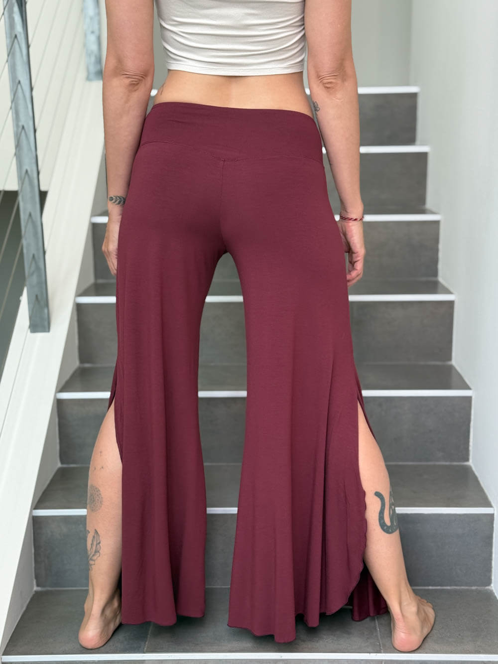 Women's Plant-Based Side Slit Flare Flow Pants | Slit Pants – CARAUCCI