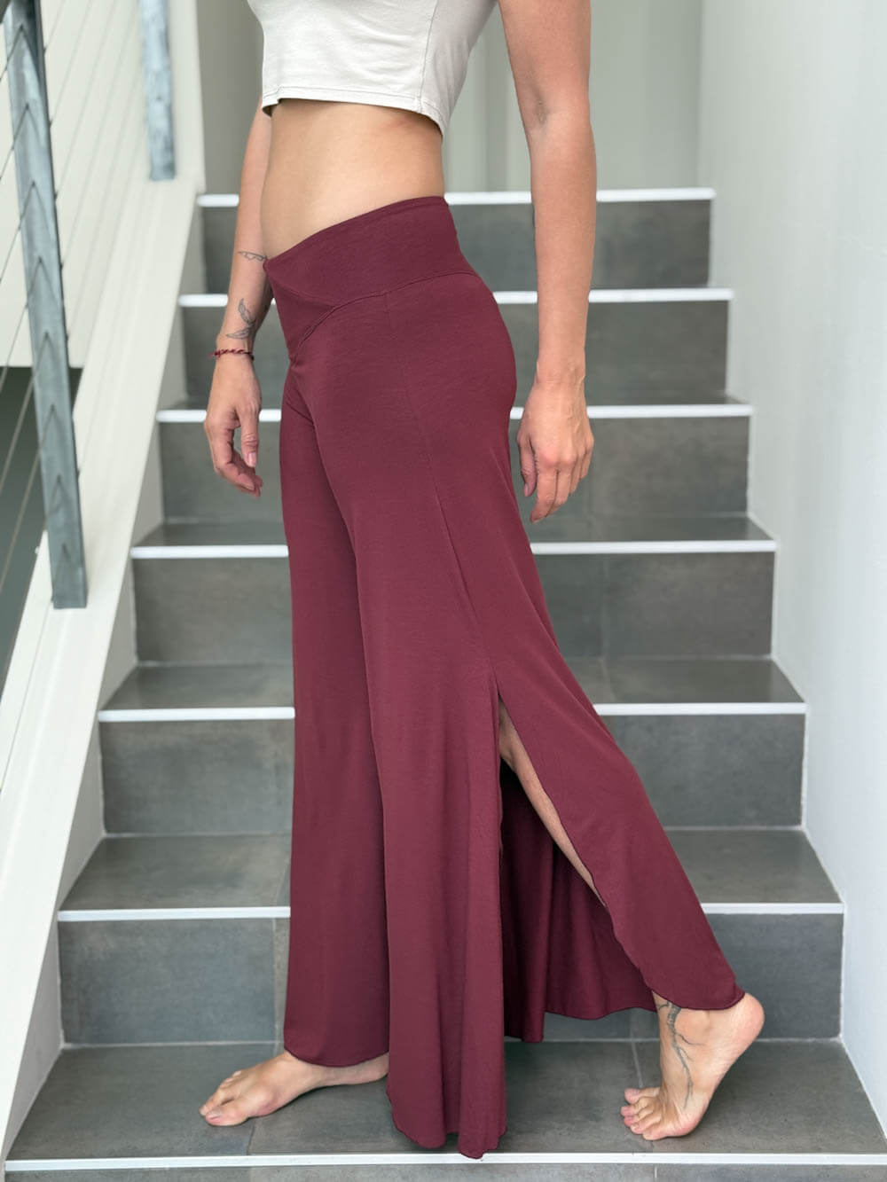 Women's Plant-Based Side Slit Flare Flow Pants | Slit Pants