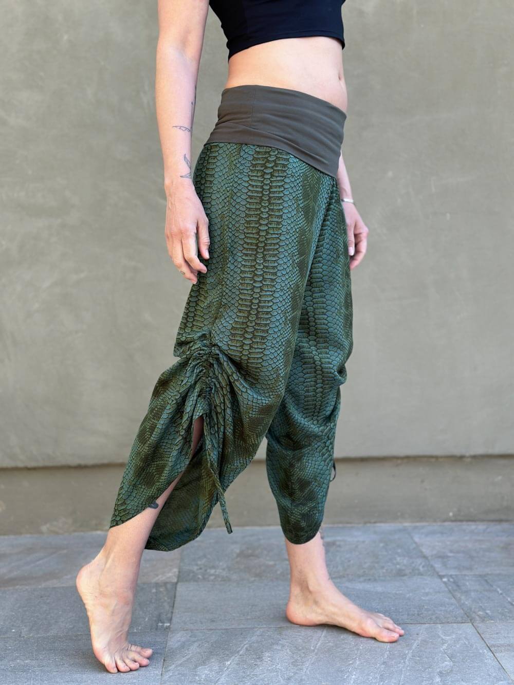 Snake Print Ruched Pants