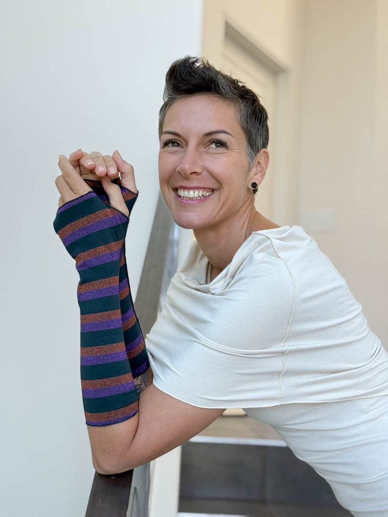 Sparkle Stripe Fingerless Gloves