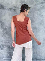 women's plant based rayon jersey stretchy burnt orange square neck cap sleeve t-shirt #color_copper