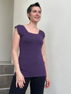 women's plant based rayon jersey stretchy purple square neck cap sleeve t-shirt #color_plum