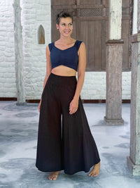 caraucci sweetheart neckline navy blue ruched crop top in lightweight stretch jersey #color_navy
