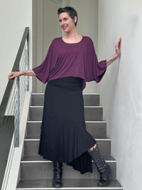 caraucci loose round neck purple dolman sleeve free size top #color_jam