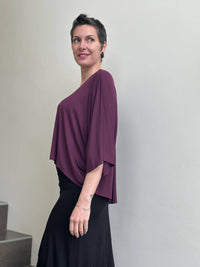 caraucci loose round neck purple dolman sleeve free size top #color_jam