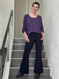 caraucci loose round neck purple dolman sleeve free size top #color_plum