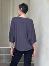 caraucci loose round neck grey dolman sleeve free size top #color_steel