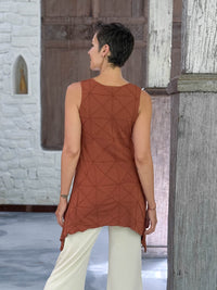 caraucci burnt orange scoop neck texture detailed tunic #color_copper