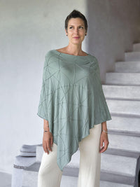 caraucci women's rayon jersey textured sage green poncho can be worn multiple ways; dress, skirt, halter top #color_moss