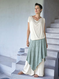 caraucci women's rayon jersey textured sage green poncho can be worn multiple ways; dress, skirt, halter top #color_moss