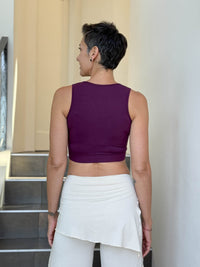 caraucci plant-based rayon stretch jersey purple cross over v neck bra top #color_jam