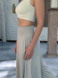 caraucci wide leg flare tan cotton culotte pants with pockets #color_sahara