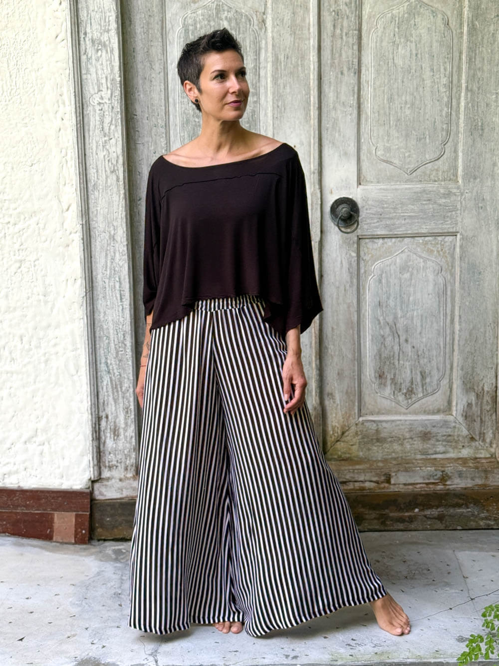 Stripe Wide Leg Flow Pant