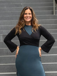 caraucci women's rayon jersey black long sleeve wrap ballet shrug #color_black