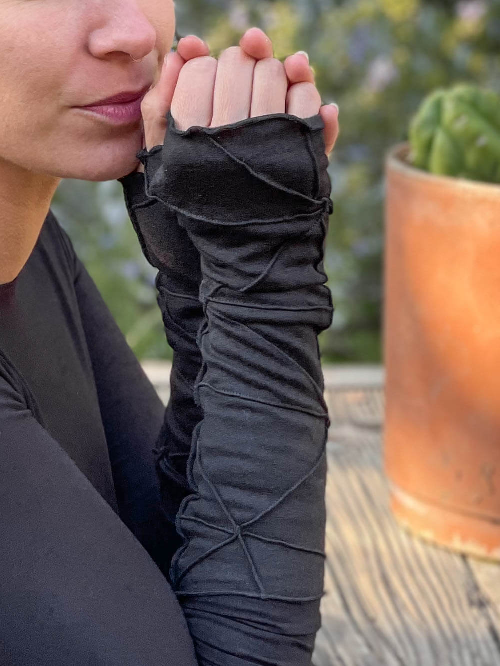 Bamboo Fleece Texture Fingerless Gloves | Bamboo Accessories