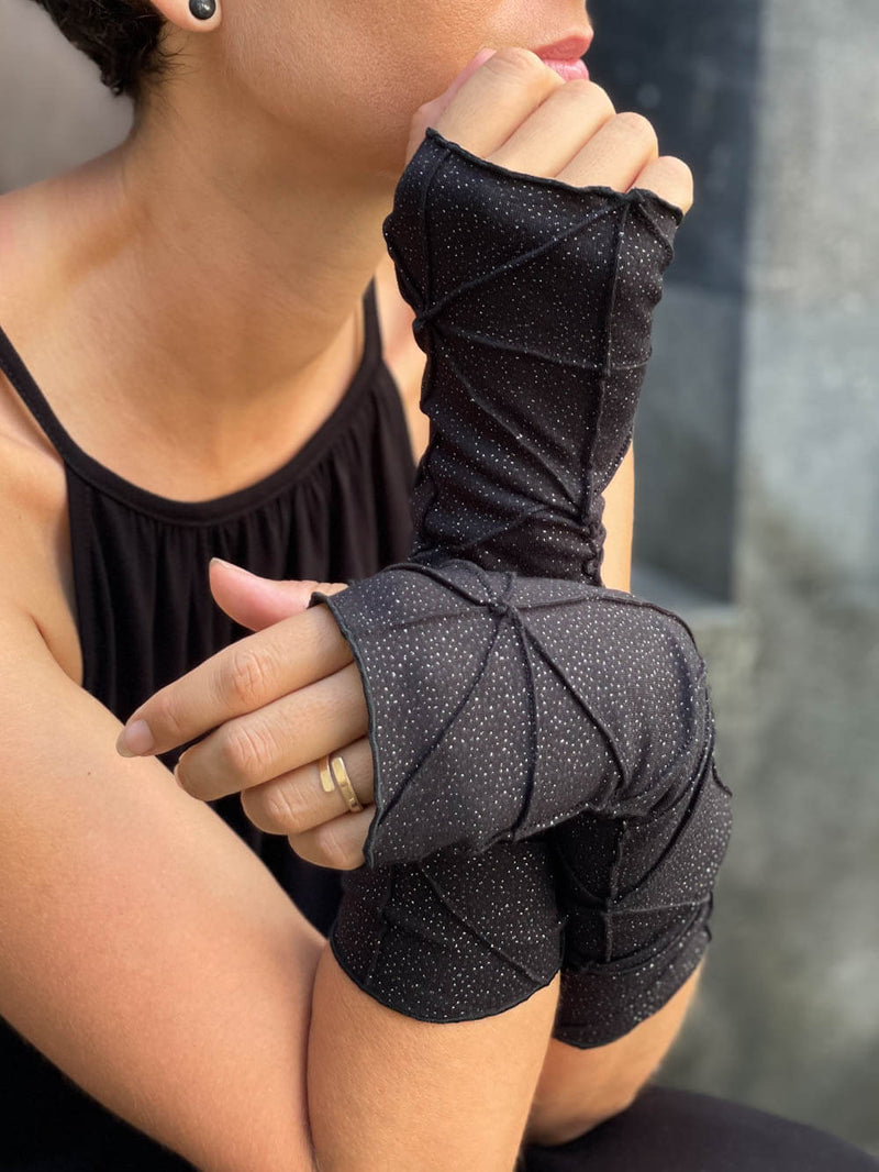 Opera Length Textured Women's Fingerless Gloves | Women's Boho Accessories Black