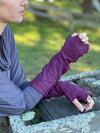 caraucci bamboo cotton fleece textured purple fingerless gloves #color_jam