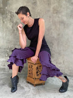 caraucci women's cotton lycra stretchy purple ruffle bloomer pants #color_plum