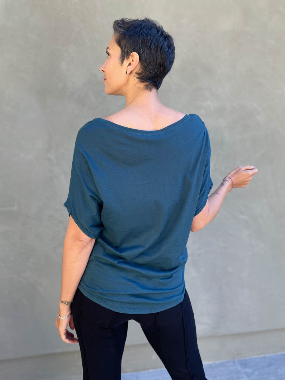 women's pima cotton loose fit teal blue dolman t-shirt #color_teal