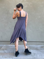 caraucci women's plant based rayon jersey sweetheart steel grey midi dress #color_steel