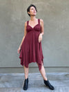 caraucci women's plant based rayon jersey sweetheart maroon midi dress #color_wine
