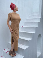 caraucci cotton pocket dress #color_camel