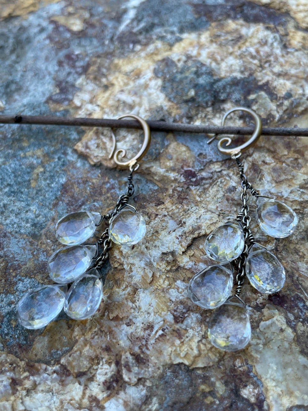 Quartz Crystal Droplets Earring