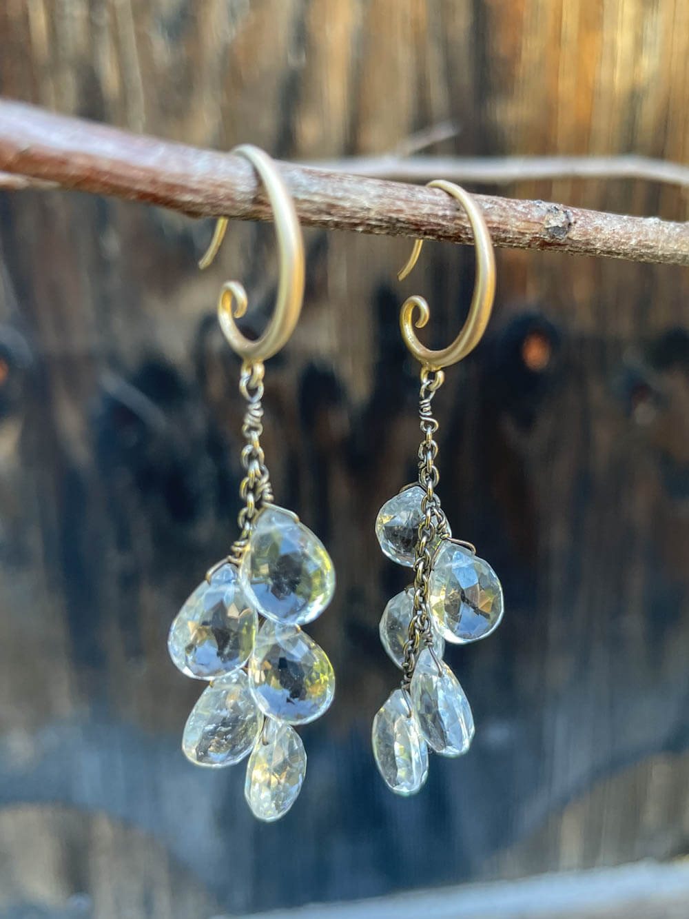 Gemstone Earrings Quartz Crystal Droplets CARAUCCI