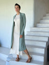 women's plant-based rayon jersey versatile sage green long sleeve convertible wrap jacket with thumbholes that can be worn 2 ways #color_moss