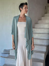 caraucci plant-based rayon jersey convertible sage green wrap vest can be worn multiple ways #color_moss