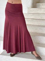 women's plant based rayon jersey stretchy wine hourglass convertible maxi skirt and dress #color_wine