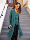 womens long sleeve natural rayon jersey versatile jasper green wrap jacket with thumbholes that can be worn 2 ways #color_jasper
