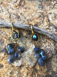 Labradorite Gold Droplets Earring