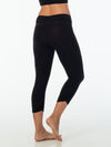 caraucci women's plant-based rayon jersey lycra black capri leggings #color_black