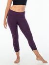 caraucci women's plant-based rayon jersey lycra plum purple capri leggings #color_plum