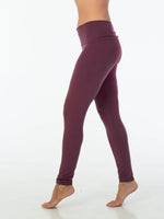 caraucci women's bamboo spandex full length purple pocket leggings with a fold over waistband #color_jam