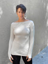 women's long sleeve natural rayon jersey cream boatneck long sleeve top #color_cream