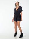 womens loose fit natural jersey black one piece shortsie romper #color_black