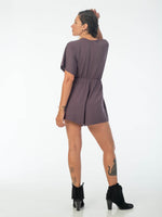 womens loose fit natural jersey steel grey one piece shortsie romper #color_steel