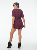 womens loose fit natural jersey jam one piece shortsie romper with hipstirr waist belt#color_jam