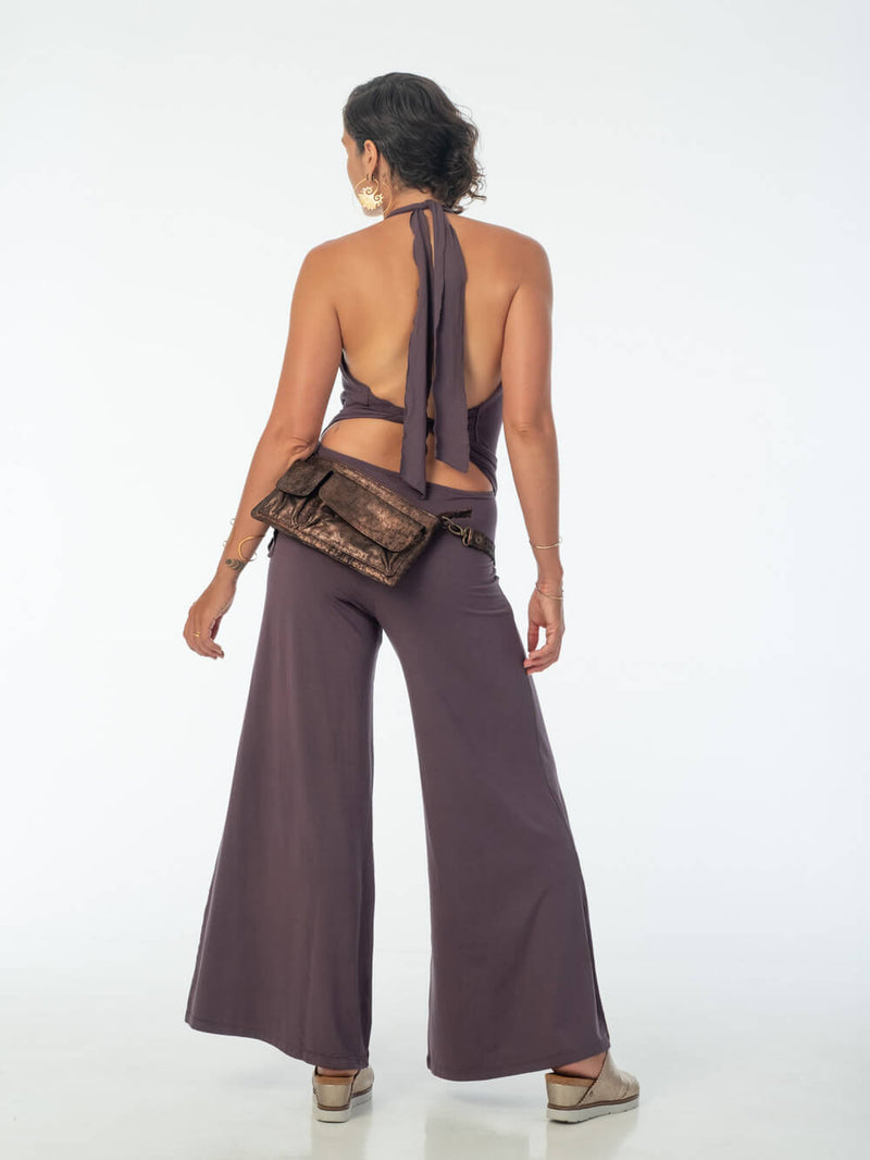 women's natural rayon jersey stretchy halter one-piece jumpsuit in steel grey #color_steel