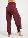 caraucci women's natural jersey comfortable loose fit wine slim jogger pants with fold over waistband  #color_wine