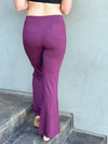 women's bamboo spandex full length purple pants with two front and back pockets #color_jam