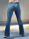 caraucci women's teal textured bamboo boot cut pants #color_teal