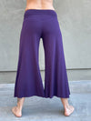 caraucci women's plant-based rayon jersey cropped purple wide leg pants #color_plum