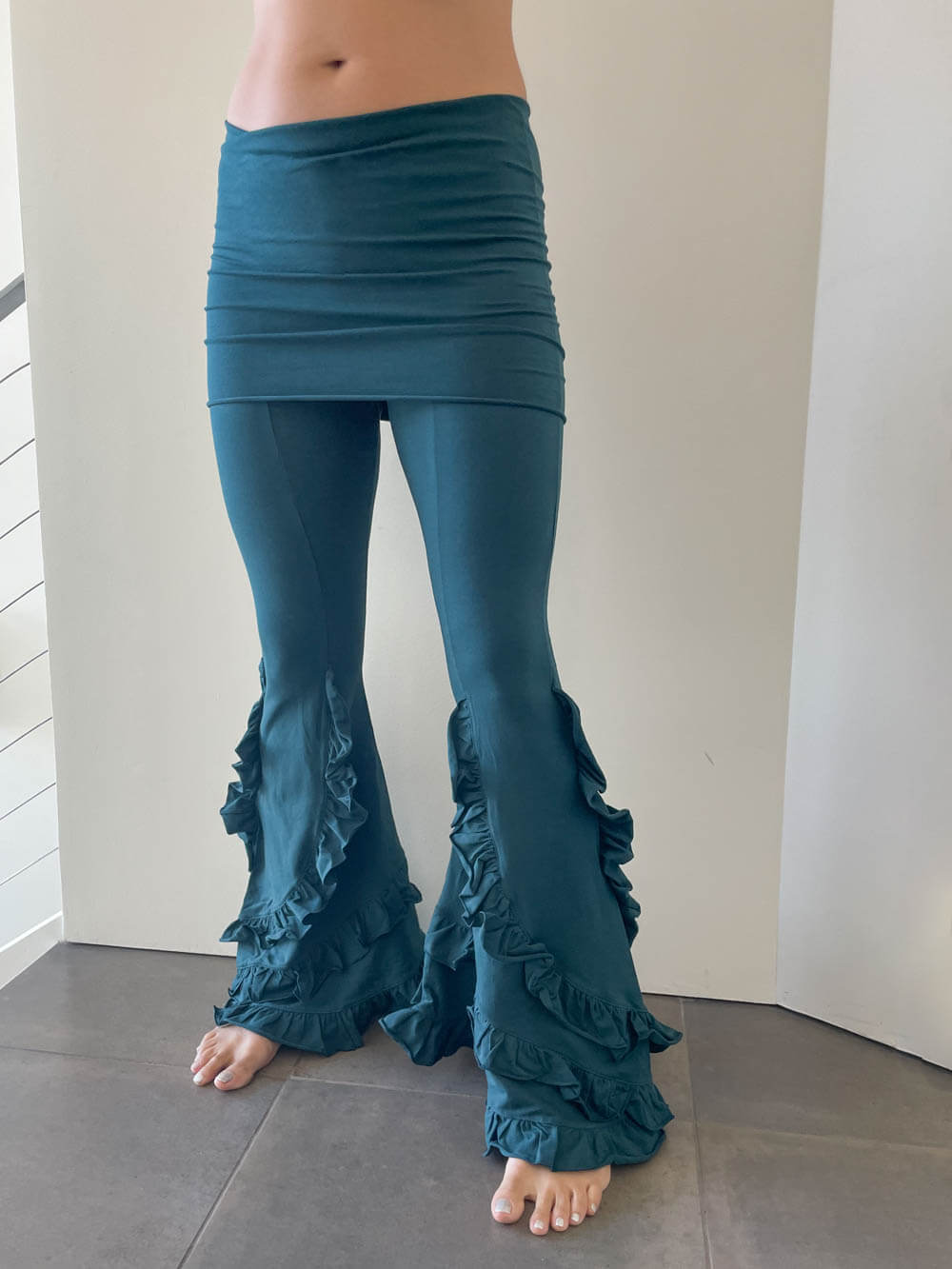 Flare Ruffle Pants Teal